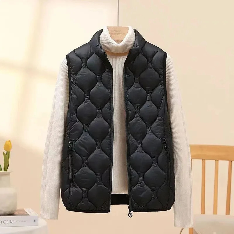 Lightweight Womens Down cotton Vest Jacket Mom Stand collar Waistcoat Autumn Winter Short Warm Vest Coat Casual Outwear Top 251027