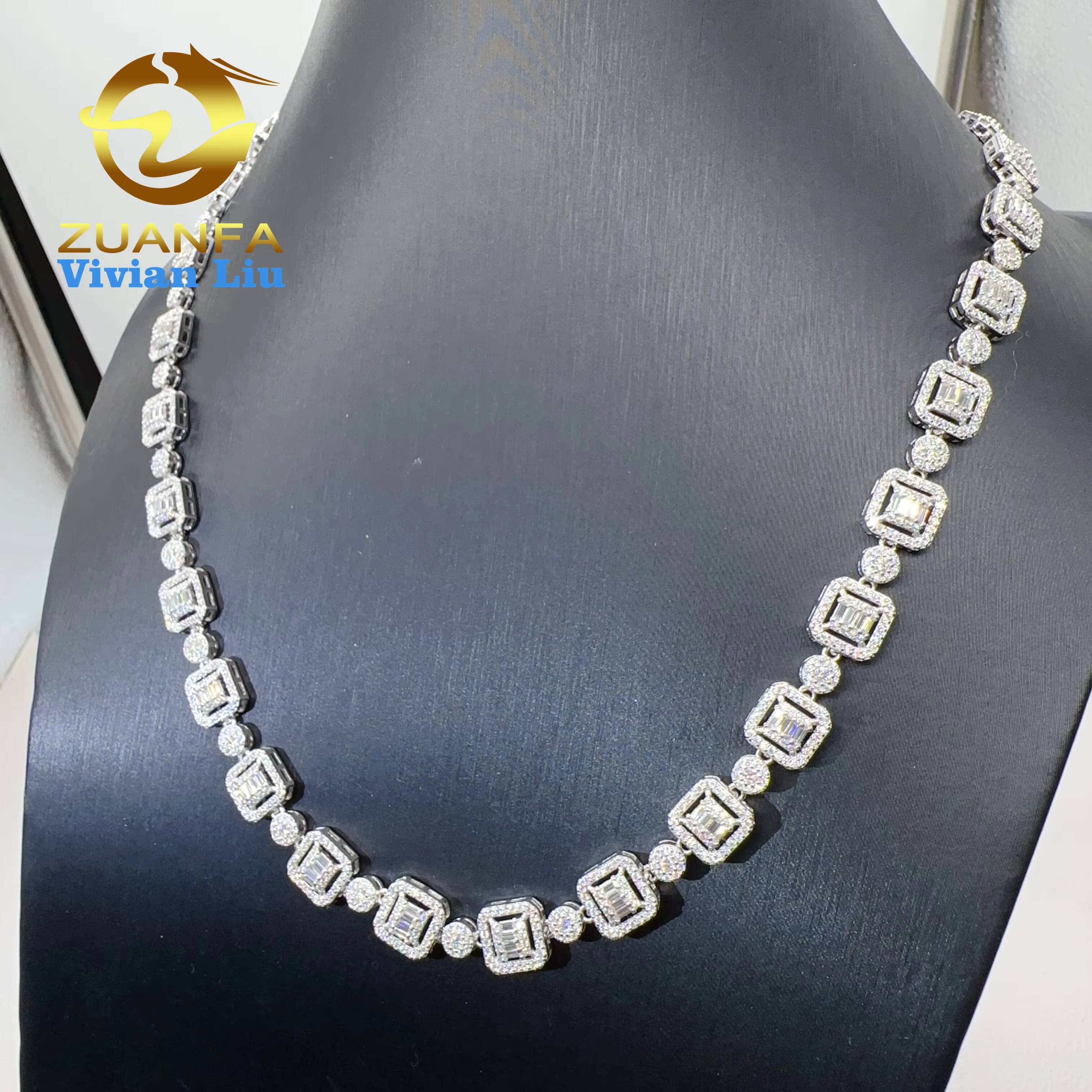 Fine Fashion Women Jewelry Sterling Silver 925 Vvs Moissanite Diamond Jewelry Necklace Chain