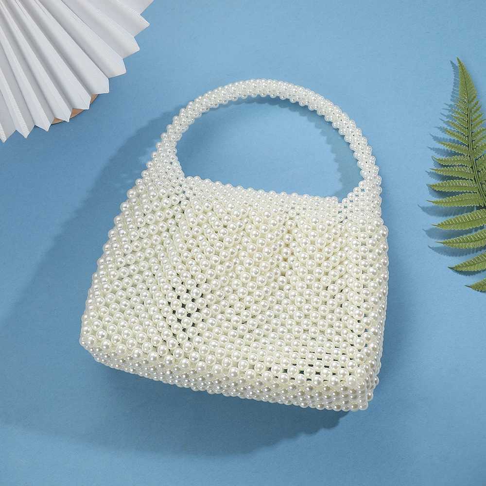 New Fashion Handmade String Pearl Evening Bag AllInOne Dress Handbag and Wedding Gift Clutch for Party with nylon Lining H251027