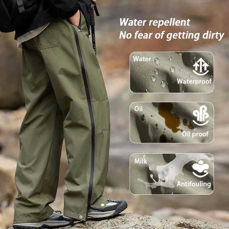 Men Waterproof Straight Side Zipper Cargo Pants Outdoor Windproof Hiking Pants American Sty Trendy Trip Dense Straightg Y251028