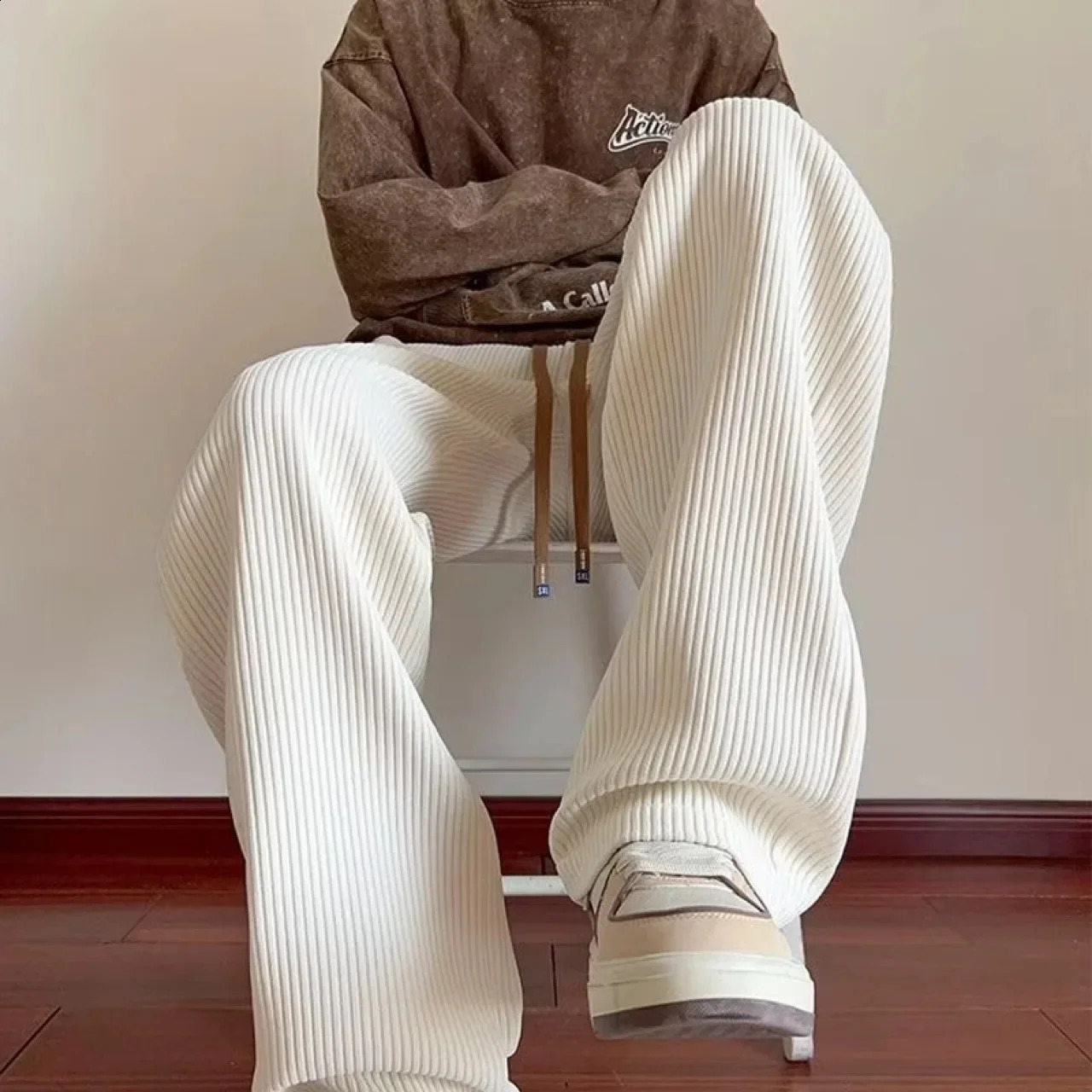 Corduroy Casual Pants For Men Spring Autumn Style American Fit Loose Leg Sweatpants Skin Sense Straight 251027