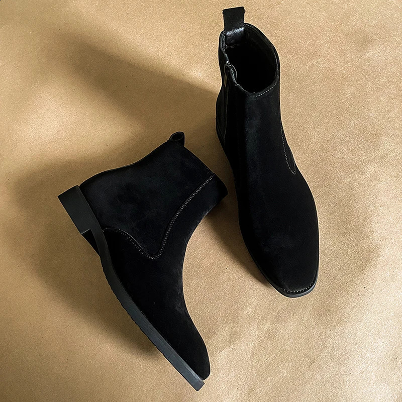Arrival Nubuck Suede Leather Boots Men High Top Trend Retro Boots Personality Fashion Mens Casual Chelsea Winter Ankle Boots 251023