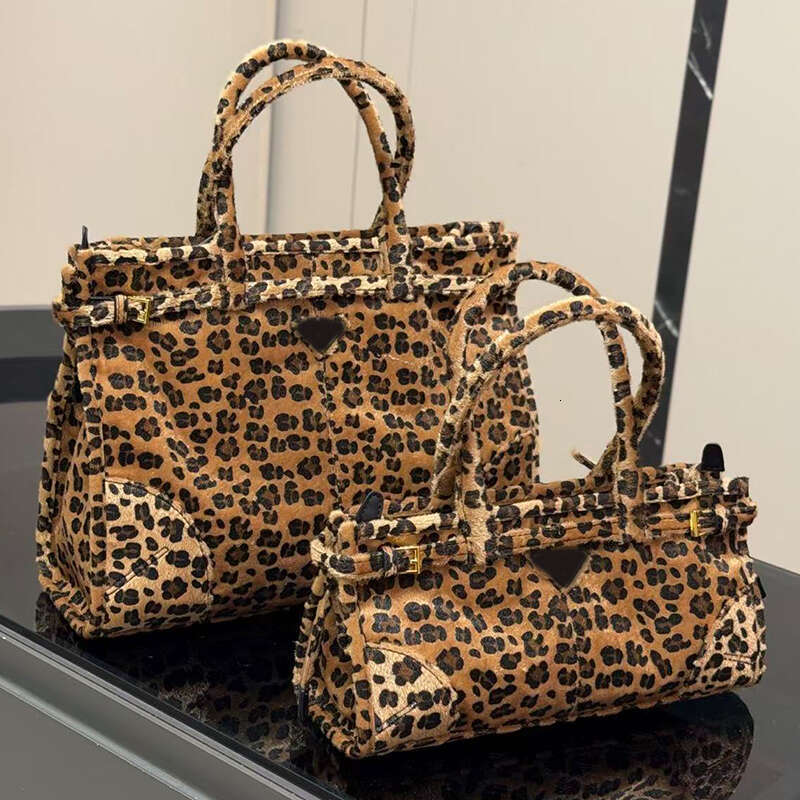 Shoulder Bag Women Designer Totes Bag Soft Lux Leopard Print Burgundy Suede Brown Leather Handbag Casual Men Briefcase New Tote