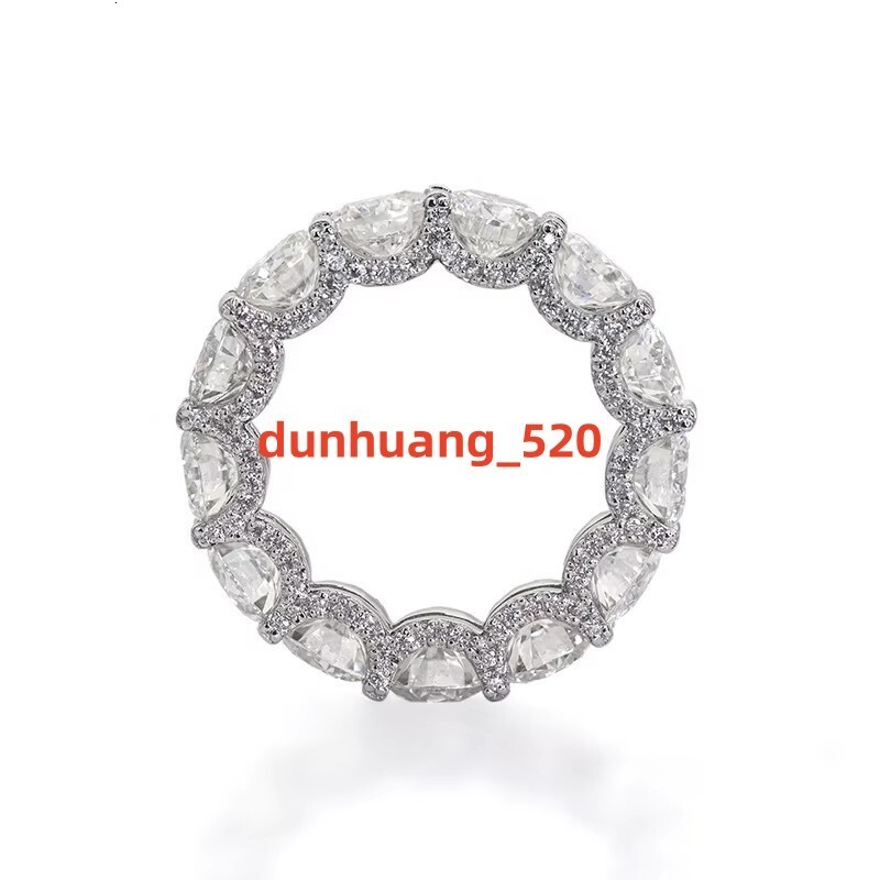 925 Sterling SIlver Pave Setting Eternity Moissanite Wedding Engagement Eternity Band Ring for Men Women
