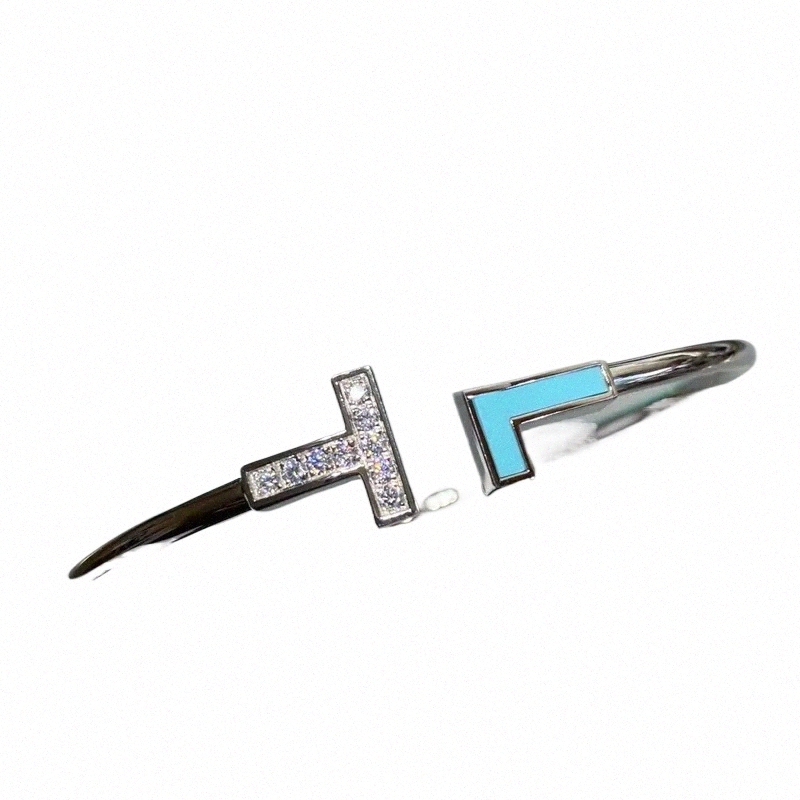 designer bracelet engraved with letters T-shaped diamond bracelet women's classic jewelry luxury unisex, fashion celebrity style bracelet with box c3If#