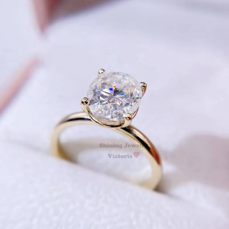 GRA Certificated Wedding Jewelry 10K Solid Gold Engagement Ring Moissanite Oval Cut