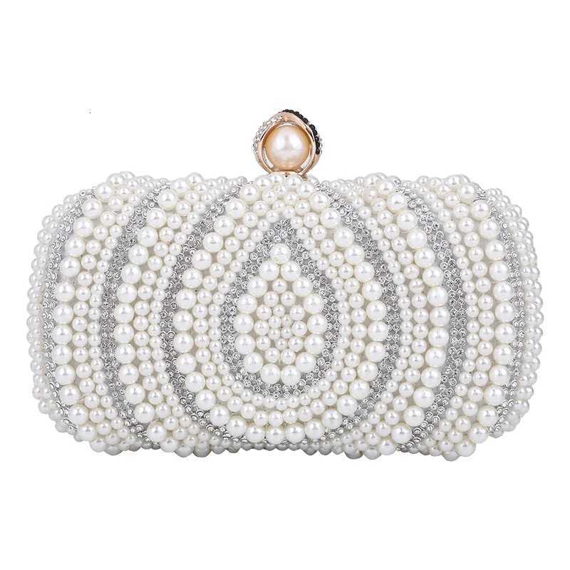 New Women Woven Pearl Evening Clutch Bag Small Beaded Box Pearl Wedding Party Bag Purs H251027