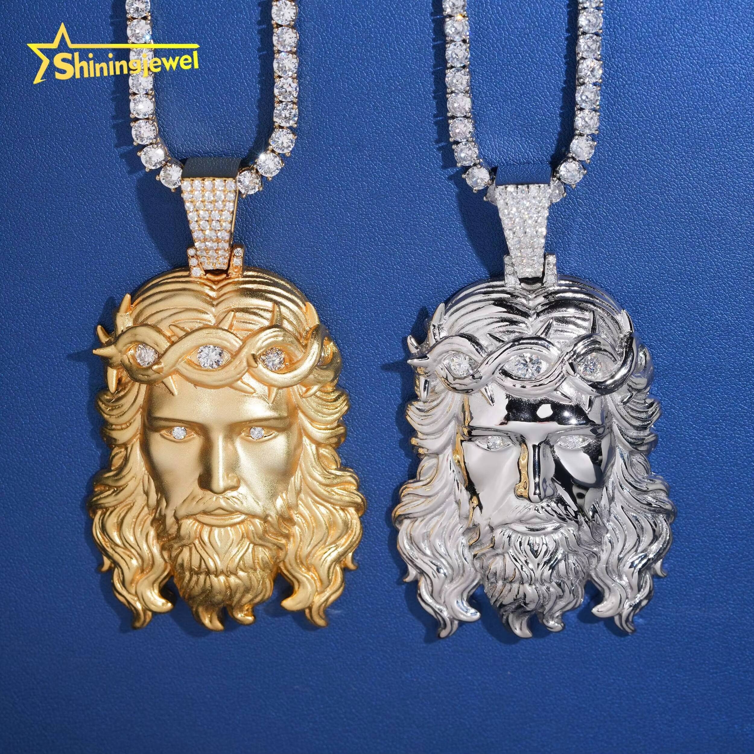 925 Sterling Silver Plain Design GRA Moissanite Pass Diamond Test Jesus Pendant Hip Hop Jewelry