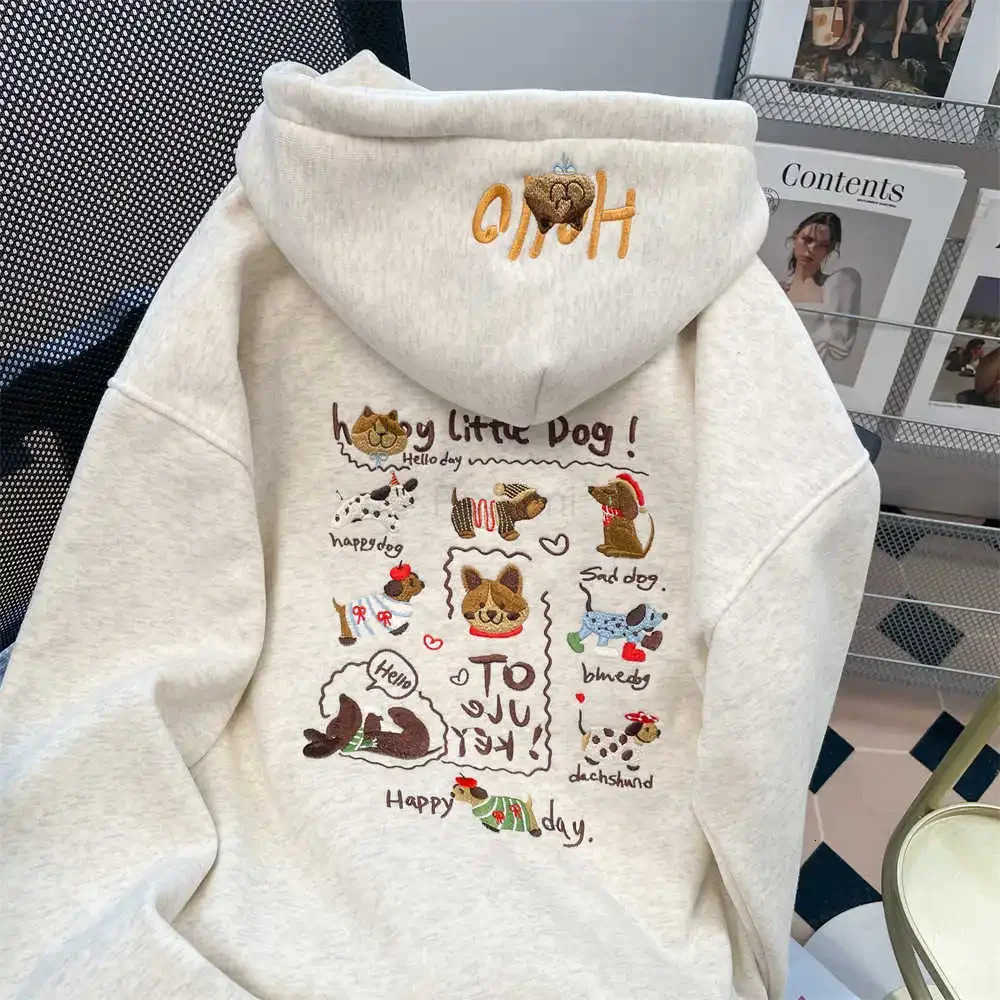 Sanrio Elegant Embroidered Doggies Open Cardigan Jacket Womens Autumn Winter New Style Super Cute Hoodie Cotton Thickened Coat L251028