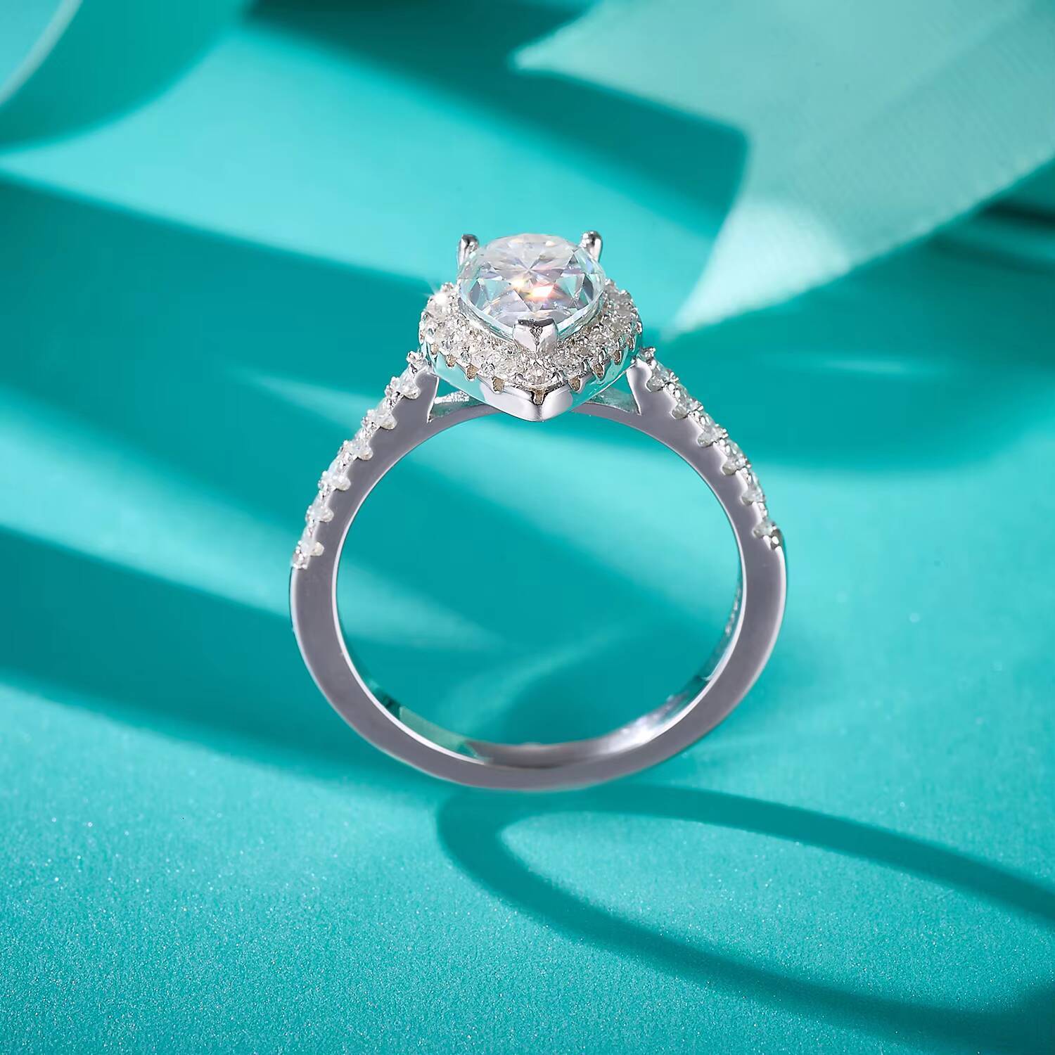 Custom Jewelry Wedding Engagement 925 Silver GRA 68mm VVS Pear Moissanite Ring Women