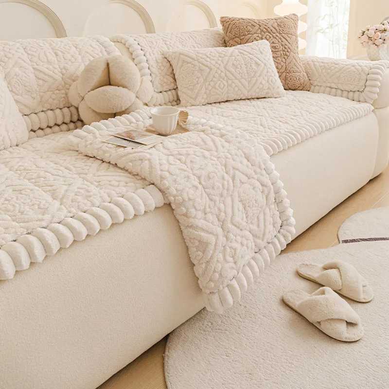 European Soft Jacquard Sofa Cushion for Living Room Warm Anti Cat Scratch Couch Cover Thick Autumn Winter Furniture Protector C251028