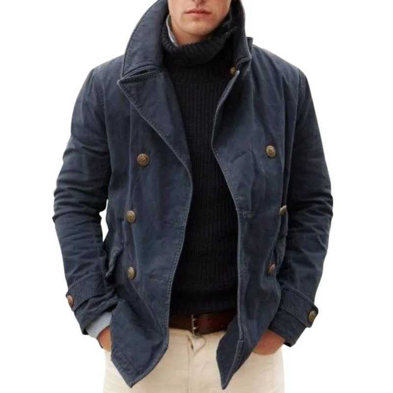 2021 New Mens Jacket Casual Fashion Solid Color Coat Men Autumn Button Long Sleeve Outerwear Coats Plus Size Black Jackets X251028 - view 4