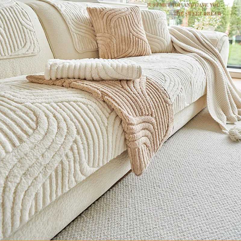 Autumn and Winter Solid Thick Cloth Towel Nordic Velvet AntiSlip Sectional Sofa Cover Armless AntiDirt Furniture Protector C251028