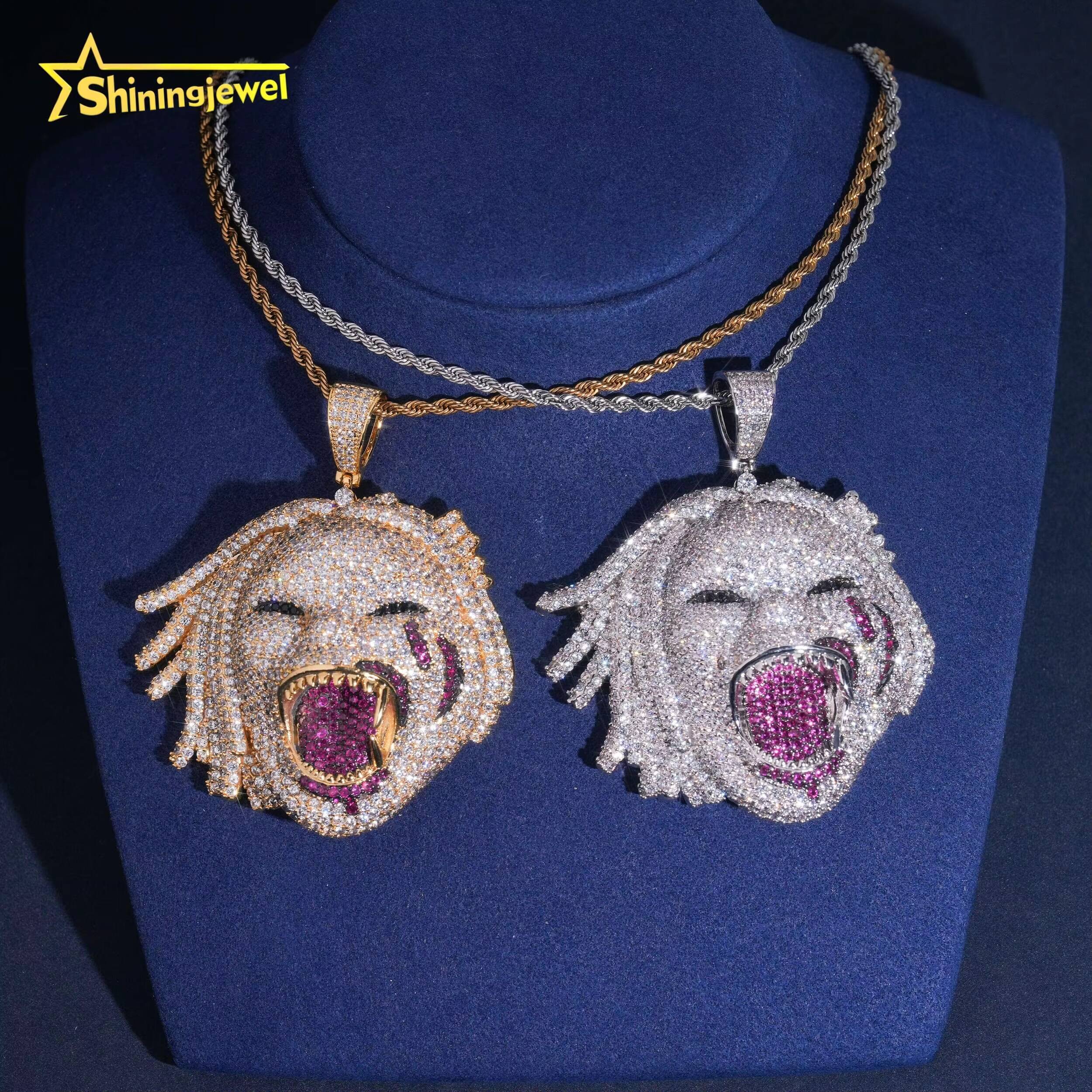 Rapper Jewelry Hip Hop Pendant Iced Out Brass Moissanite Diamond Clown Pendant Men Women Fashion Pendants Charms Daily Wear