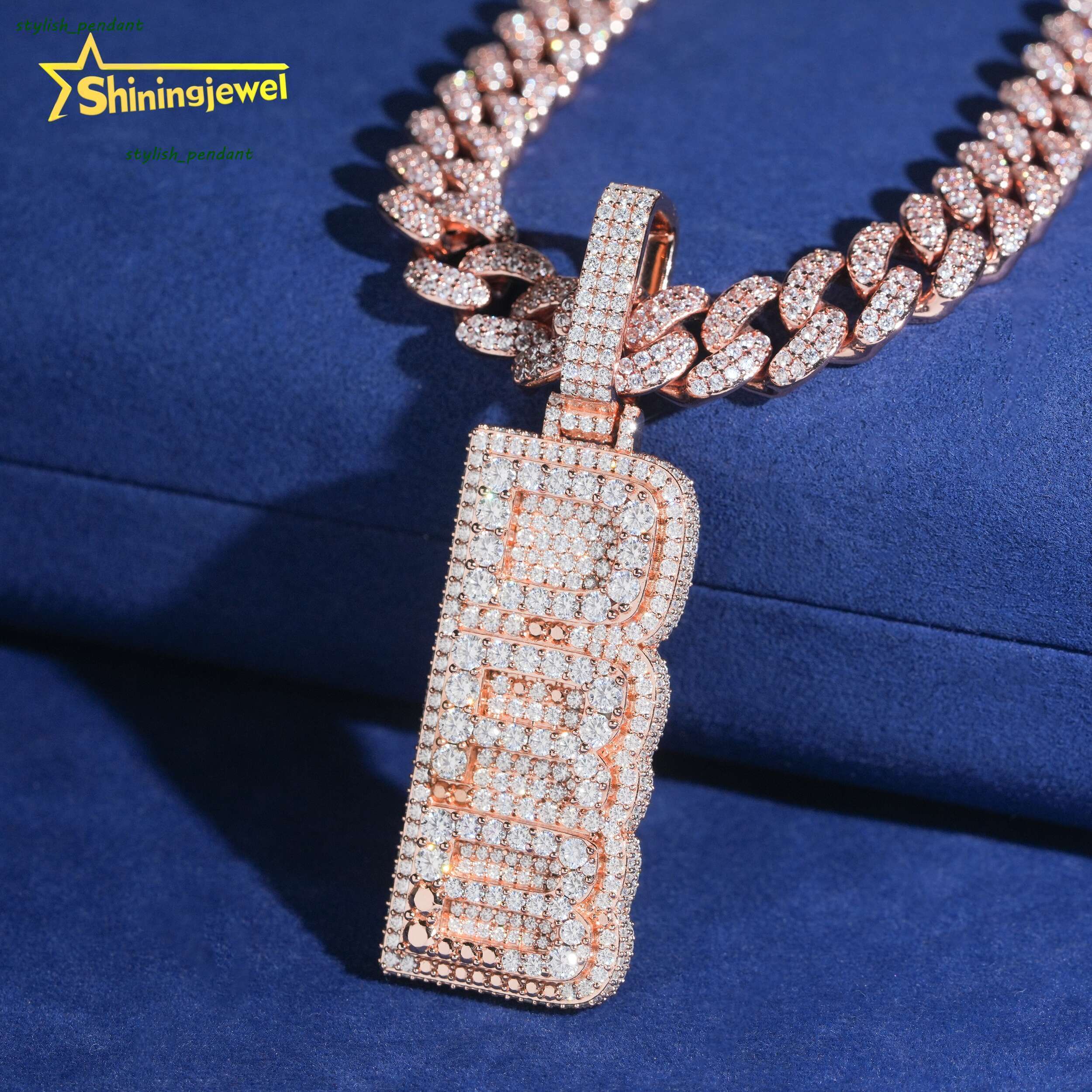 Fine Hip Hop Jewelry VVS Moissanite Letter Charm Jewelry 925 Silver Iced Out Diamond Moissanite Jewelry Rose Gold Pendant Charm