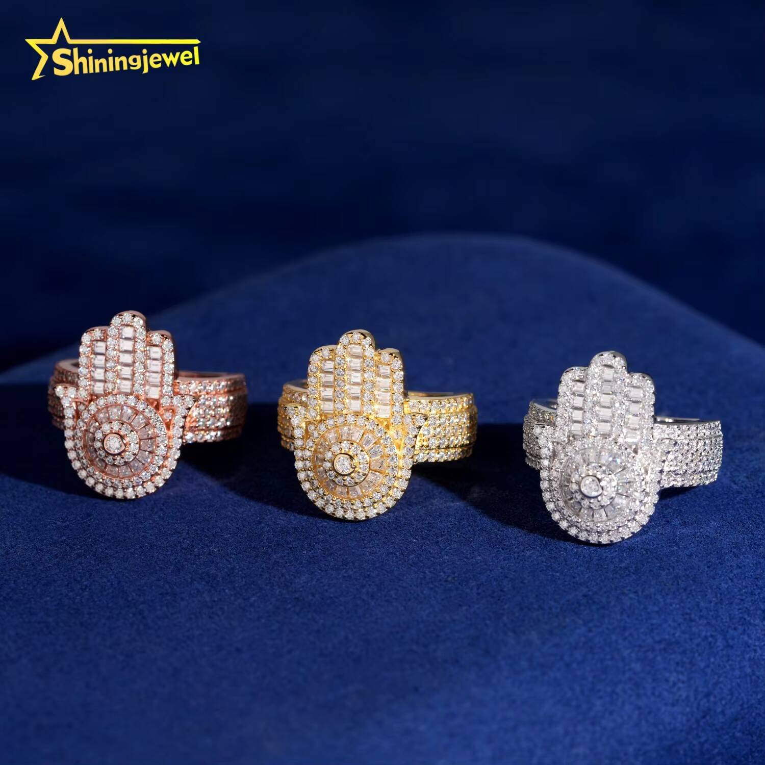 Wholesale Price 925 Sterling Silver Hand Ring Moisssanite Diamond Iced Out Jewelry Hip Hop Ring for Men Women