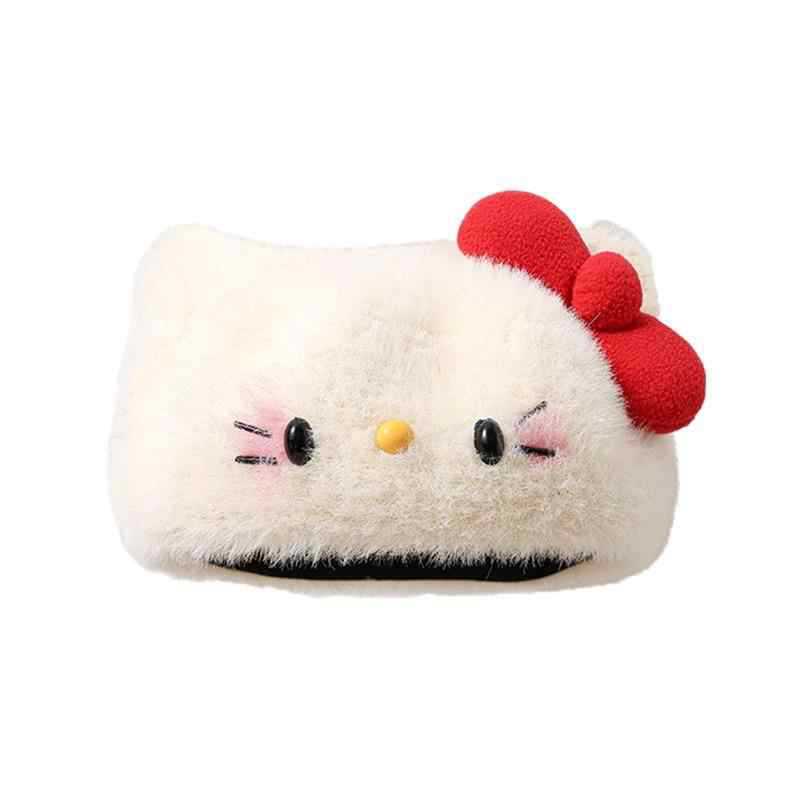 Hello Kitty Plush Hat Women Girls Cute Sweet Autumn Winter Warm Beret Caps HelloKitty Little Painter Hats Sanrio Hat