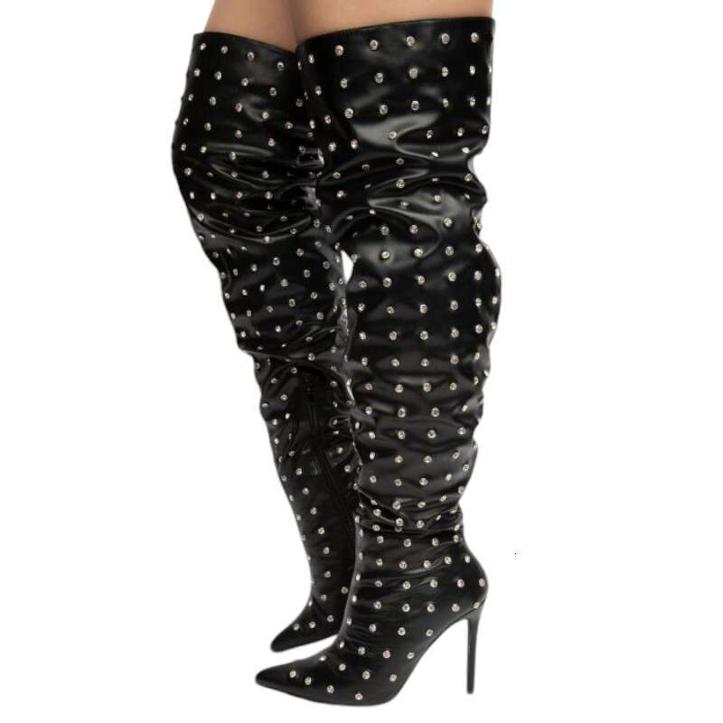 All Rhinestone Over The Knee Thigh High Boots