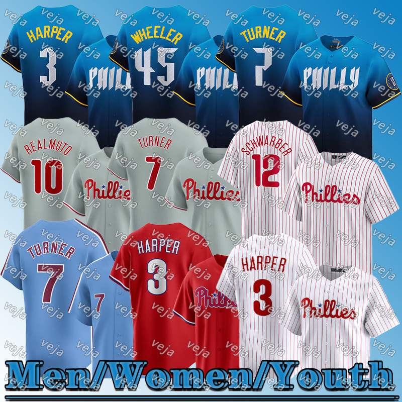 Phillies jersey city customized Baseball Jerseys #7 Turner #3 Bryce Harper Aaron Nola Kyle Schwarber Zack Wheeler Nick Castellanos jerseyS
