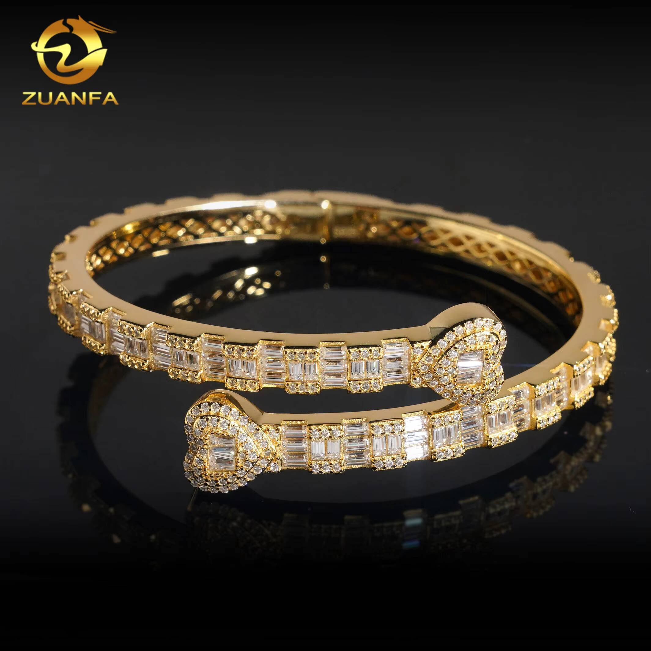 Hip Hop Jewelry 925 Silver Iced Out Fine Jewelry VVS Moissanite Diamond Heart Bracelet Bangle Men