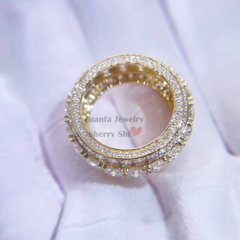 925 Silver 10k 14k 18k Vvs Moissanite Diamond Men Ring Band Gold Eternity Ring
