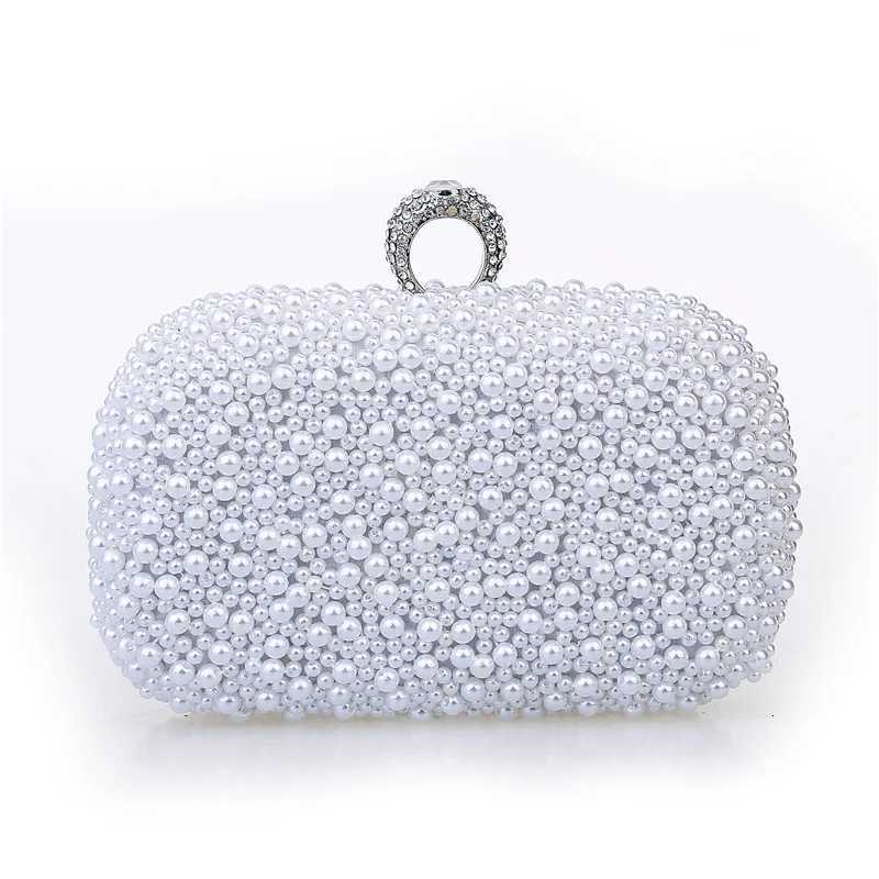 New imitation pearl ring dinner bag handstitched beaded evening bag Ladies fashion highgrade clutch bag Bridal evening bag H251027