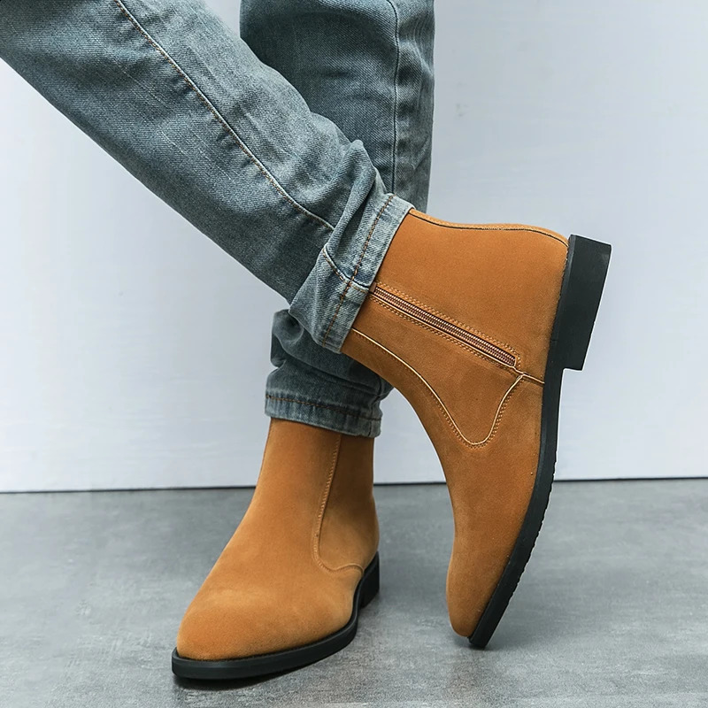 Arrival Nubuck Suede Leather Boots Men High Top Trend Retro Boots Personality Fashion Mens Casual Chelsea Winter Ankle Boots 251023