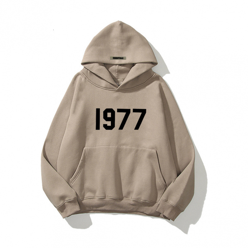 New Style Raglan Sleeve Double Layer Hooded Sweatshirt High Designer Hoodie Street Loose Fit Fleece 1977 Letter Hoodie Unisex