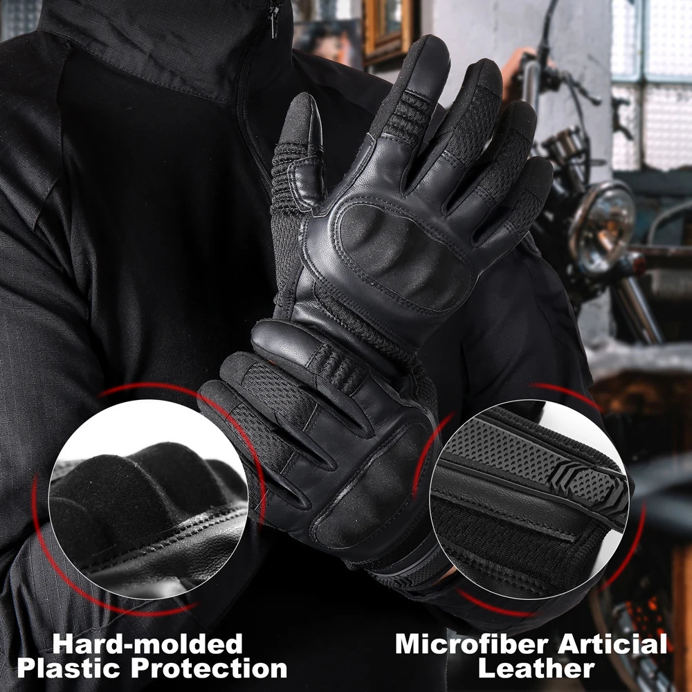 PU Leather Tactical Gloves Touch Screen Cycling Hard Shell Hiking Combat Hunting Airsoft Driving Bicycle Antislip Bike Mittens 251027