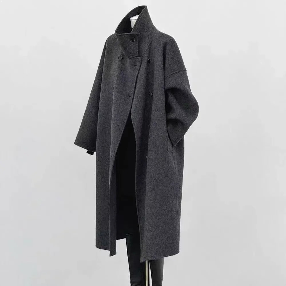 Fashion DoubleSided Cashmere Coat For Women In Autumn And Winter Hepburn Style Woolen Long Coat 251020