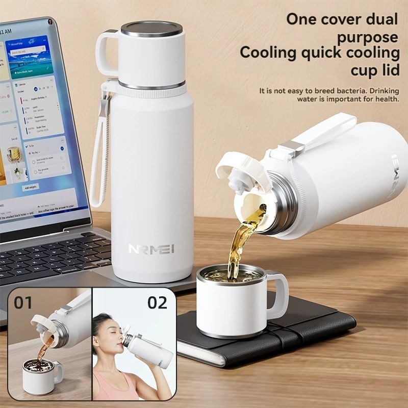 1.5L Thermos Bottle Stainless Steels Vacuum Flask Hot Coffee Tea Water Heat Preservation Bottles Cold Tumbler Drinkware W260226