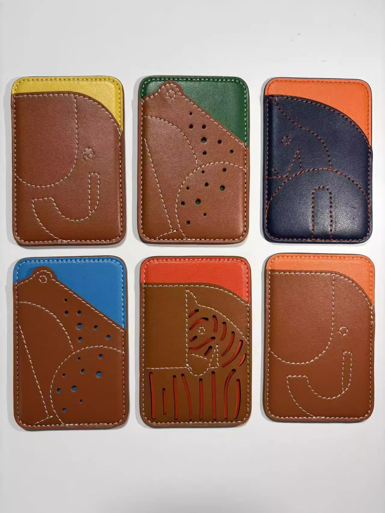 Leather Magnetic Holder,Magnetic Back Sticker,Stealth ID Card Case Compatible with Mobile Phone 15/16/17 Series DH17