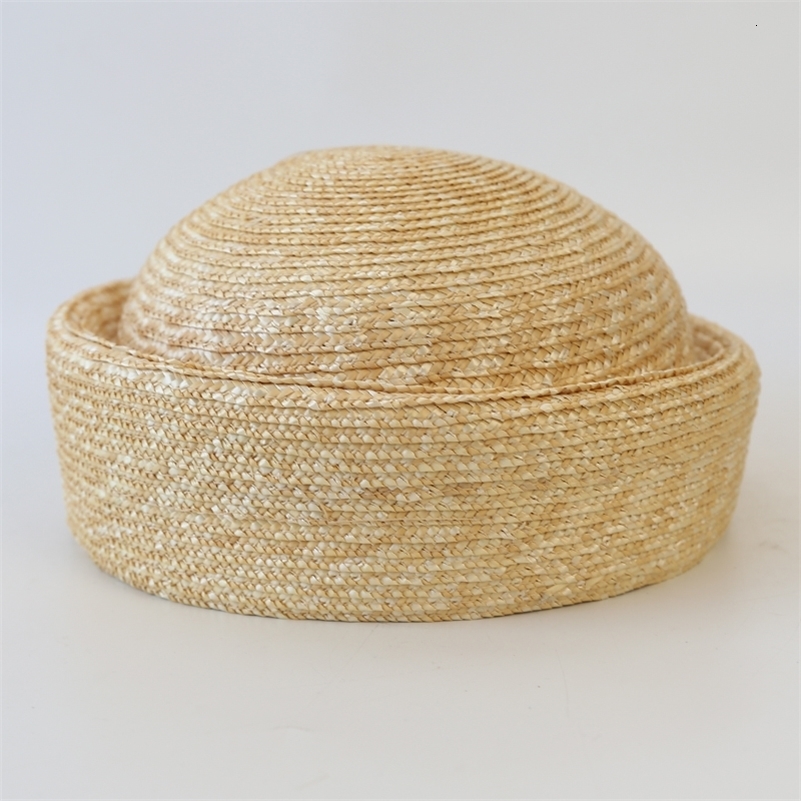 100 Natural round Straw hat for men women japanese summer sailor hat Beach Beret sun pillbox hat 251027ww