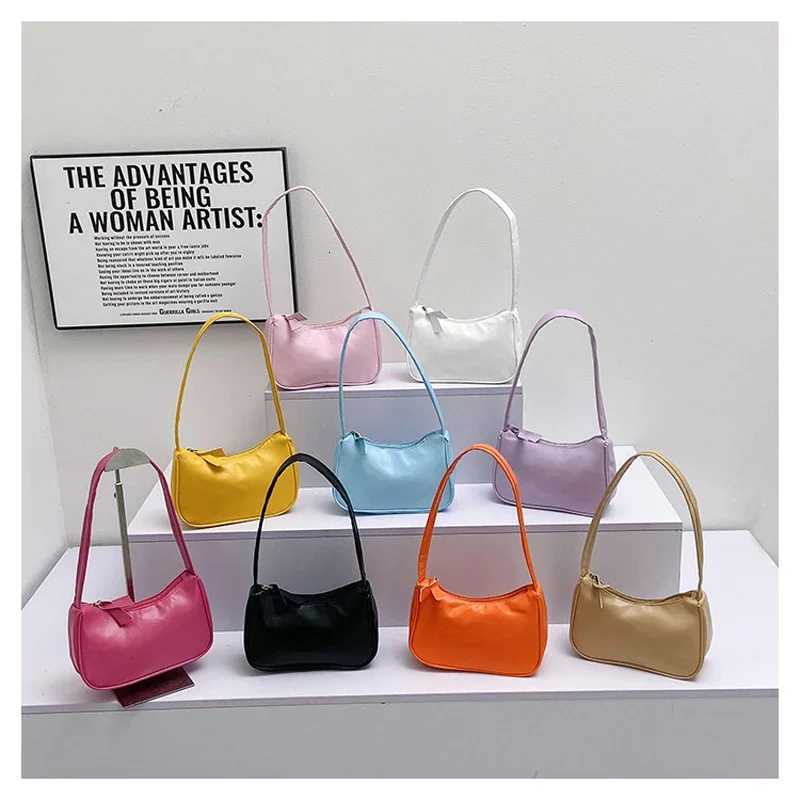 Fashion PU Leather Shoulder Bag Simple Candy Color Underarm Bag Handbag Large Capacity Tote Bag for Women GirlsW251028