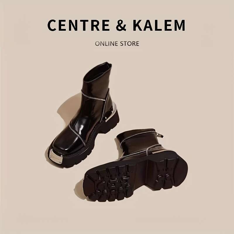 Women's Chunky Mid-Heel Ankle Boots - Round Toe Zipper Closure, Ultra-Fine Microfiber Upper Sole, Solid Color Versatile Booties For Casual & Form