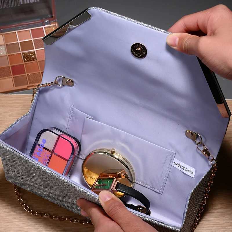 Fashion Womens Chain Shoulder Bag Simple Party Evening Dress Bag Metal Lace Handbag Celebrity Reception Holiday Gift H251027