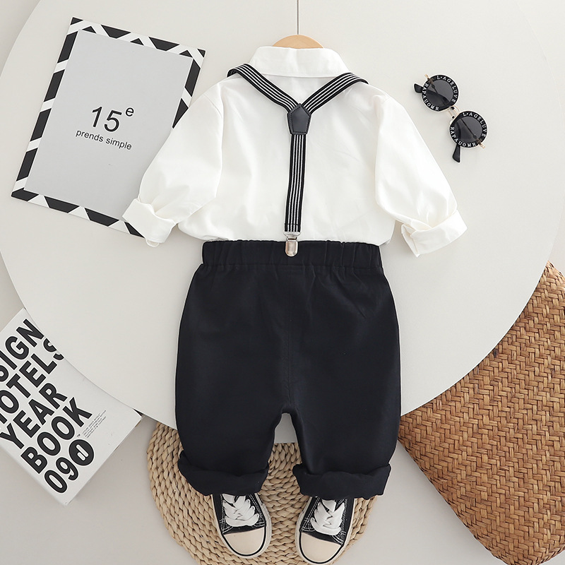 Free Shipping 2025 Solid Color Overalls Set, Spring Autumn 2-Piece Outfit, Fashion Casual Clothing for Baby Boy & Toddler