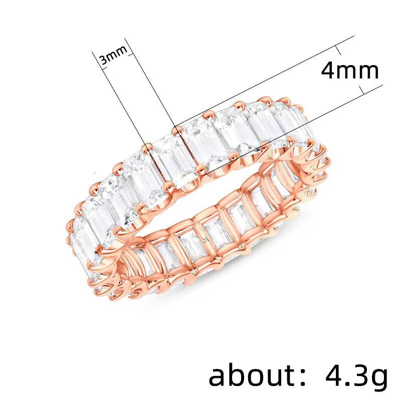 GRA VVS D Color Moissanite Ring Engagement Eternity Band Ring Women 35 Radiant Emerald Cut S925 Silver Wedding Rings