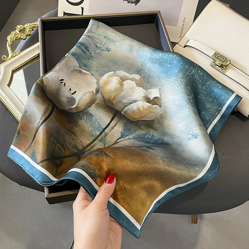 100 Natural Silk Square Scarf Women Hairband Foulard High Quality Bandana Scarves Female Neckerchief Headkerchief Shawl Wrap 251027