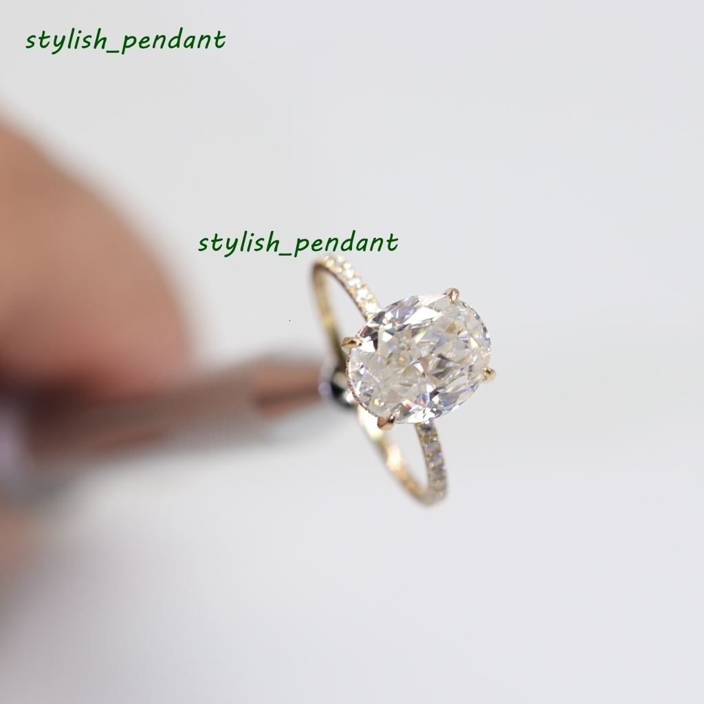 5ct 9x11mm Oval Shape Ice Cut Moissanite Ring Solitaire 14K18K Gold IGI Certified Engagement Wedding Ring