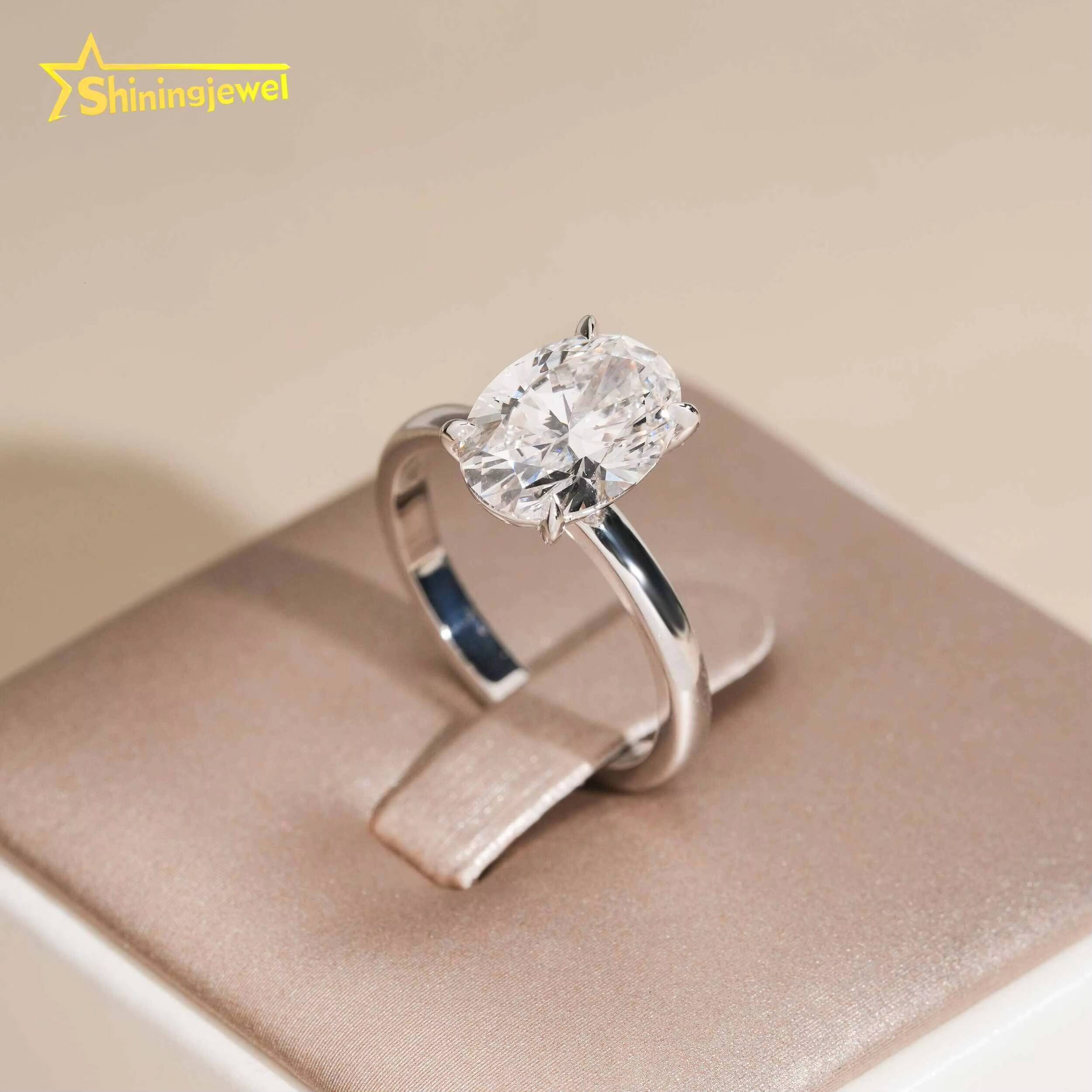 Fine Jewelry 18K Solid White Gold Solitaire 3CT Oval Cut F VS1 IGI Lab Grown Diamonds Engagement Rings