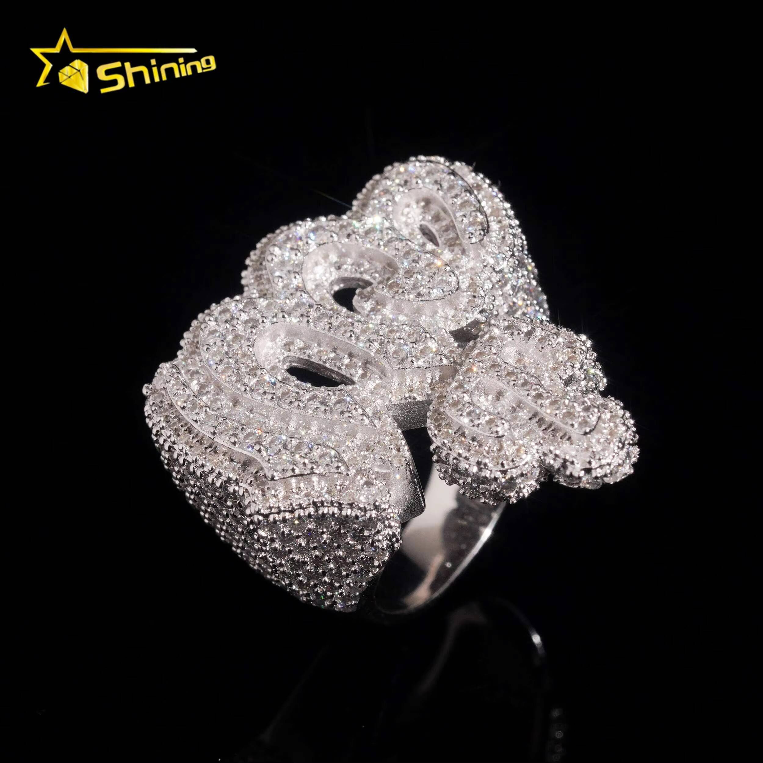 Hot Sale Design Moissanite Mens Ring Pass Diamond Test S925 Gold Plated Hip Hop Iced Out Ring