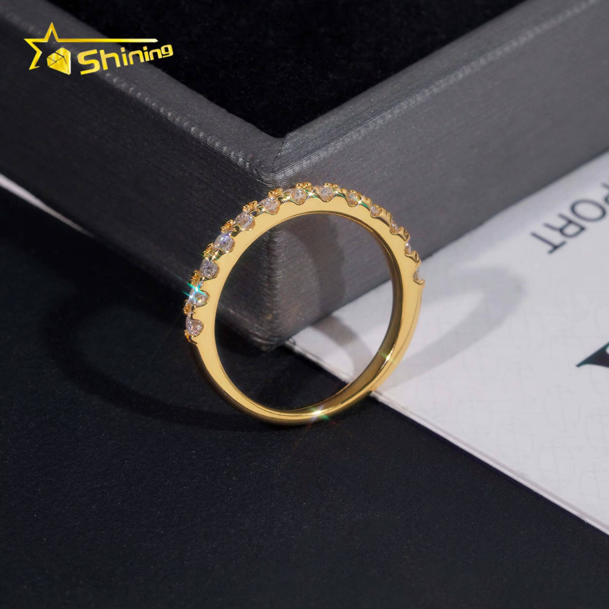 Pass Diamond Tester Gold Plated Half Eternity 22mm Wedding Silver Engagement Moissanite Rings for Women