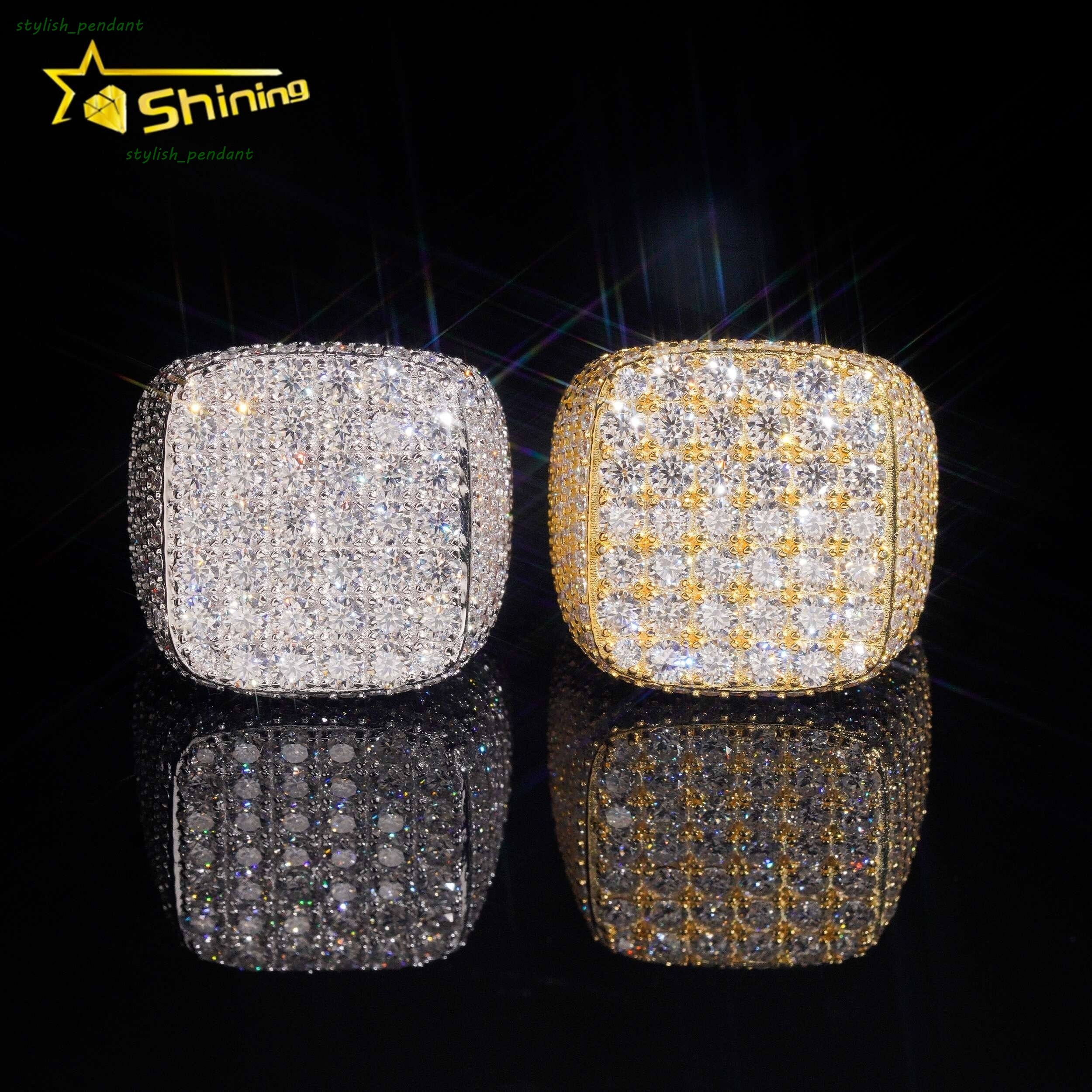 Hot Sale High Quality 925 Silver Iced Out Luxury Mens Hiphop GRA Certificate VVS Moissanite Rings