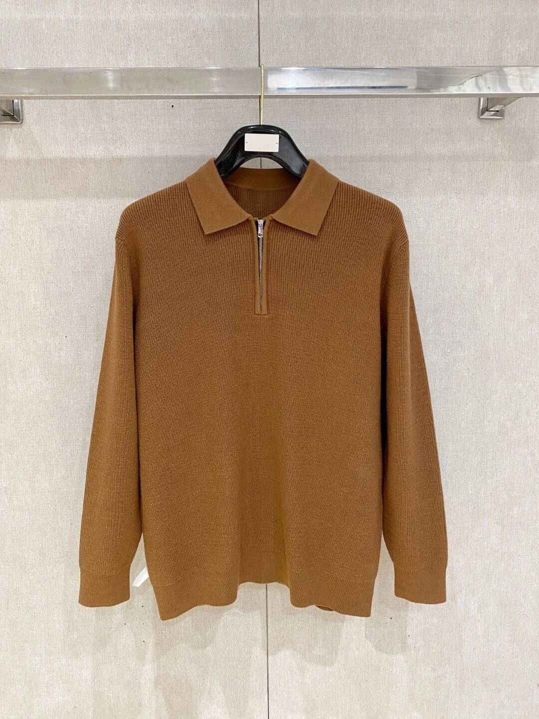 LP Wool-Blend Lapel-Neck Half-Zipper Knitted POLO Shirt