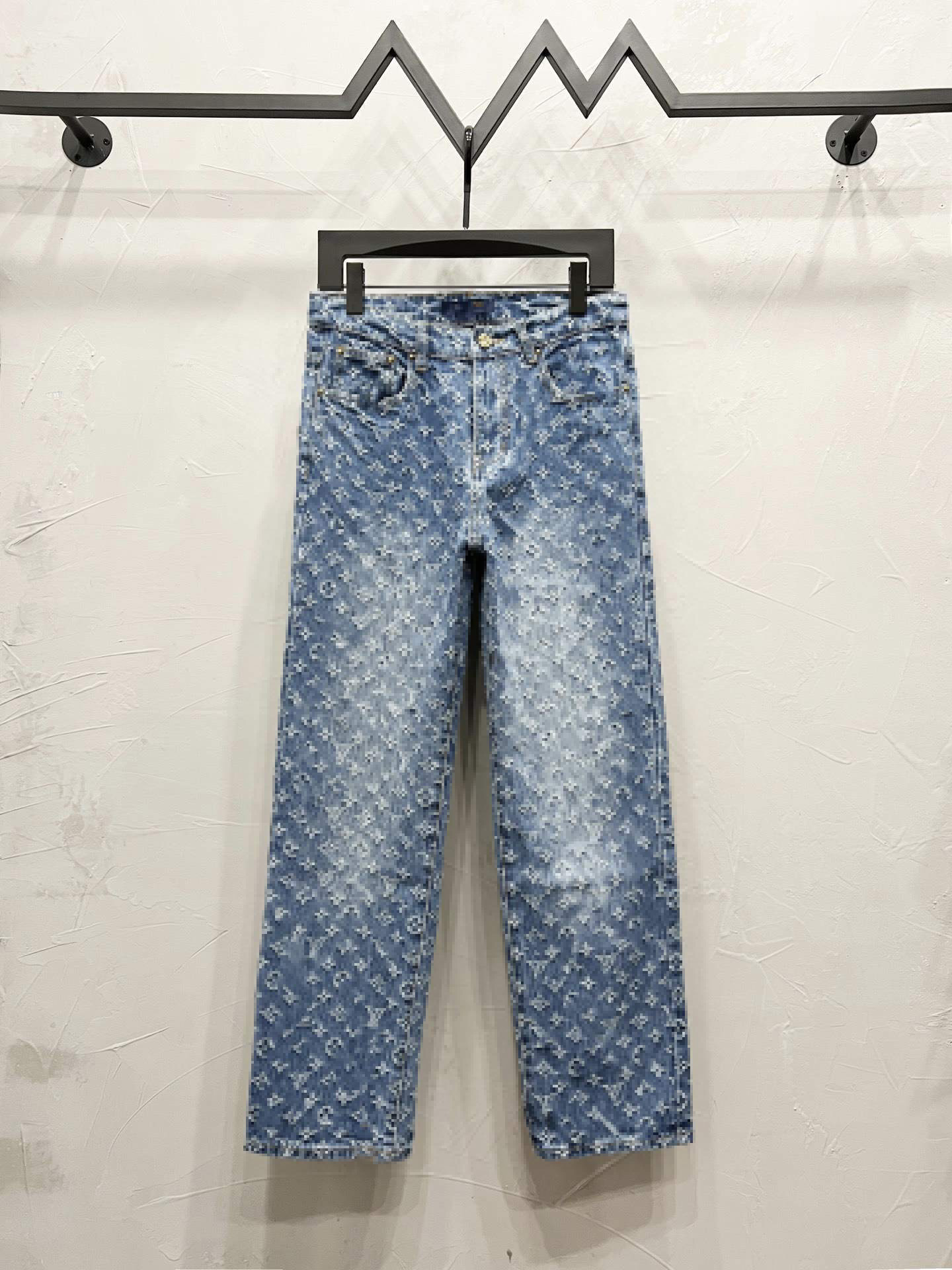 Cotton Jacquard Jeans Letter embroidery Designer Pants straight-leg pants High waist Luxury Fashion trousers Micro-elastic retro washed denim Pants #423