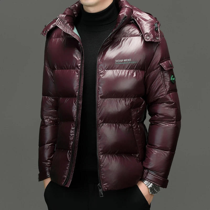 Winter Men Down Jacket Fashion Glossy Waterproof Short Down Jacket High Quality Male Lightweight Snowski White Duck Down Parka 251027