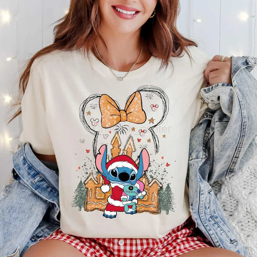 Disney Christmas Unisex Stitch Sweater - Holiday Print for Kids & Adults with Round Collar designer H251119