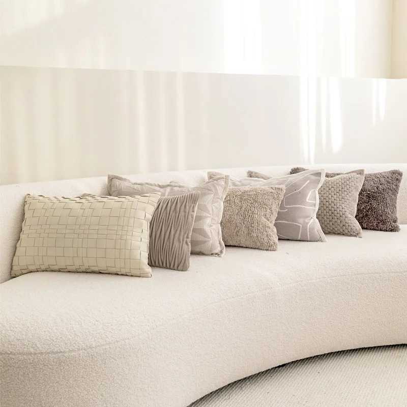 Pillow Case Light Grey Coffee Color Texture Covers Modern Light Luxury Simplicity Cushion Cover 3050 Home Sofa Bedside Cases C251028