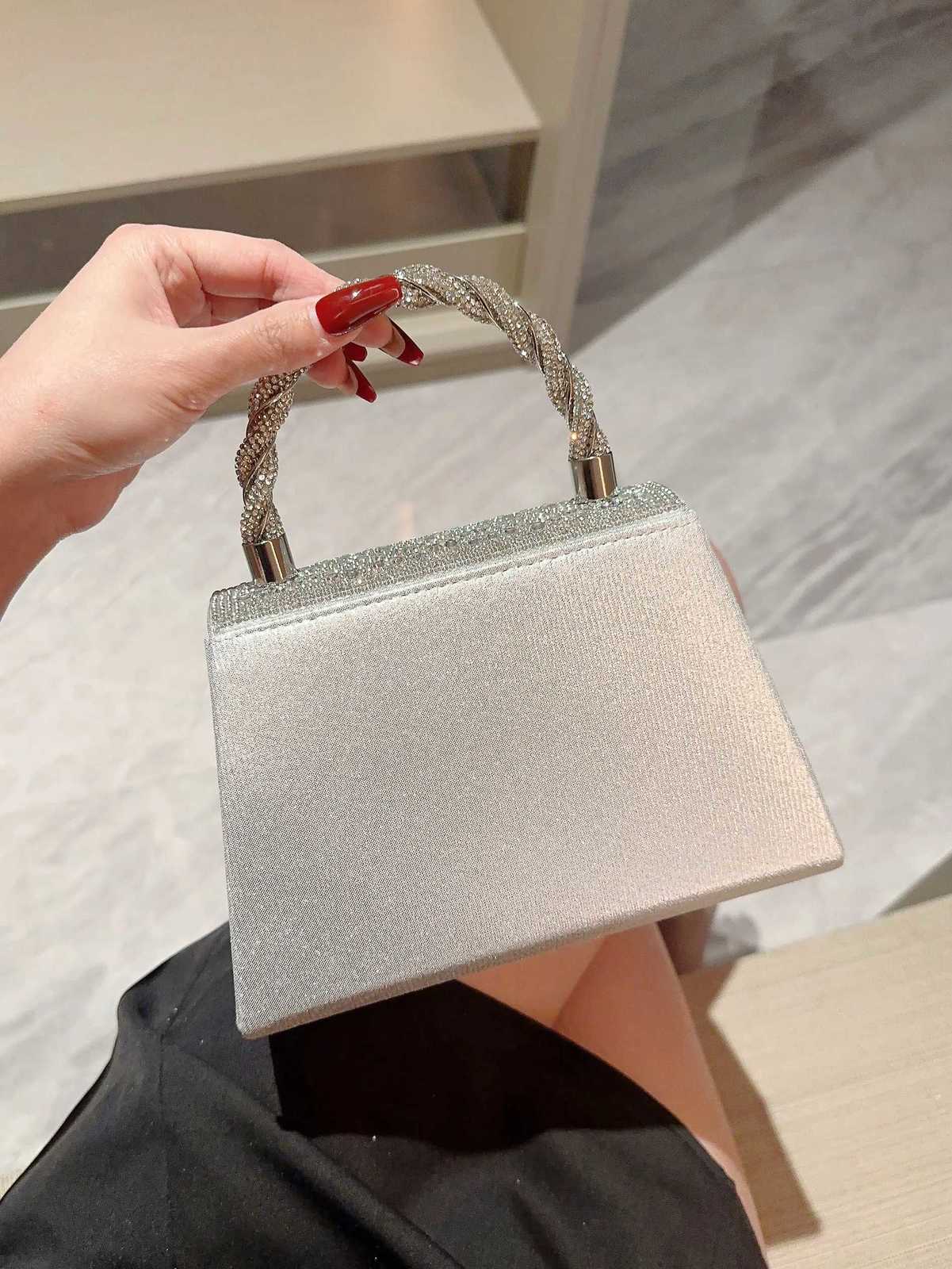 A Shiny Diamond Flap Evening Bag Handbag Romantic Wedding Bag Banquet Bag Evening Bag Party Bag Prom Bag Party Handbag Bridal Bag Chain Bag H251027